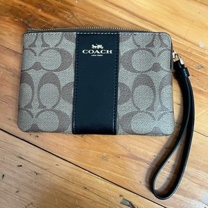 Coach Wristlet in Signature Canvas and Black